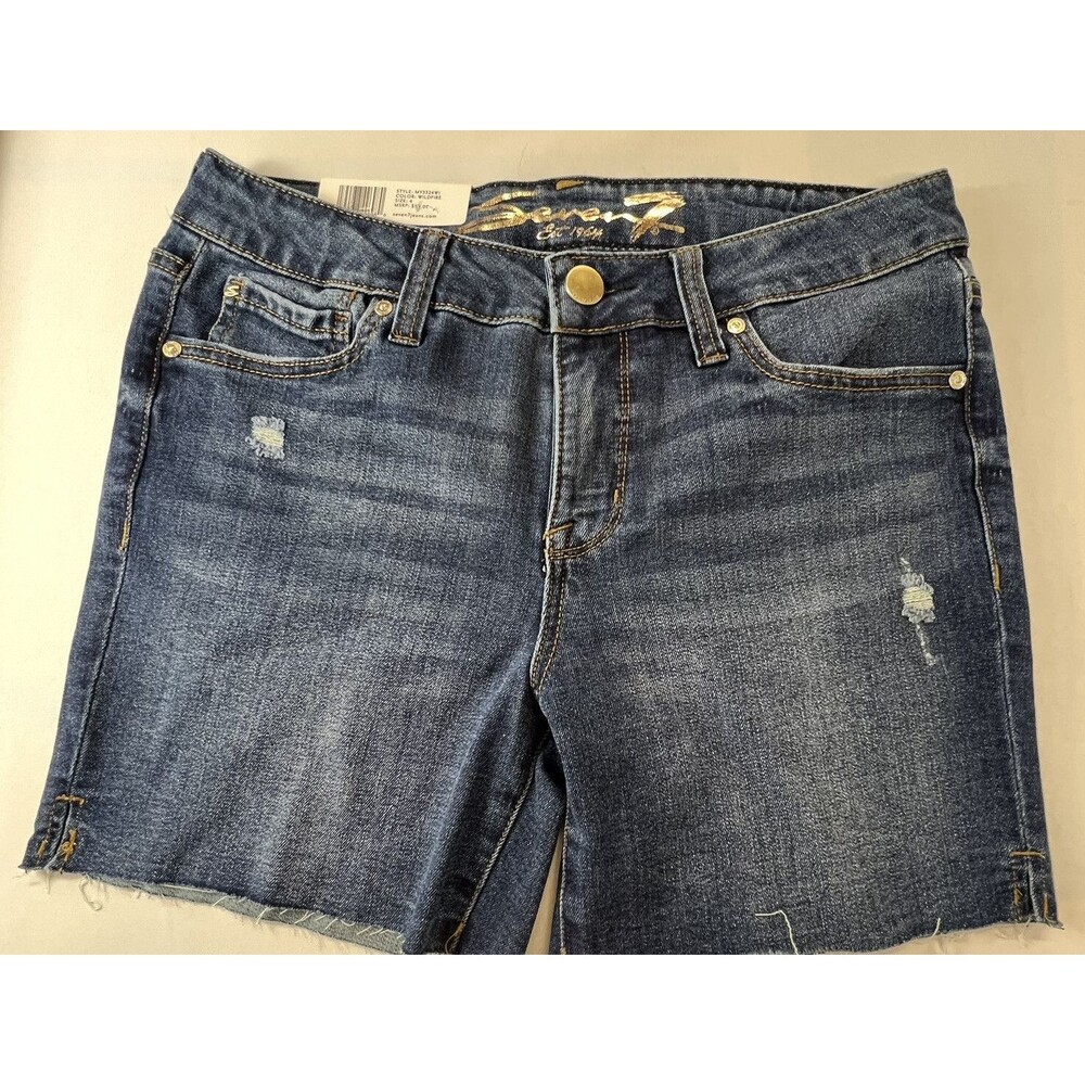 Seven 7 Womens Size 4 Distressed 5" Inseam Cutoff Denim Jean Weekend Shorts NWT
